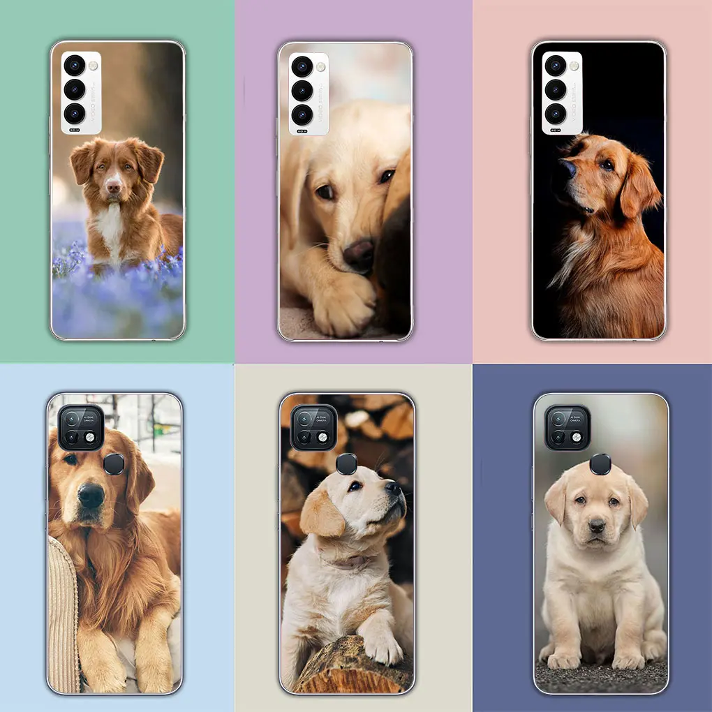Animal Pet Golden Retriever Dog Чехол для телефона для Tecno Spark 8C 8P 7P 7T 8 POP 5 LTE 5P 7 Pro 6 Go Air Pova 2 3 4 Мягкий чехол1