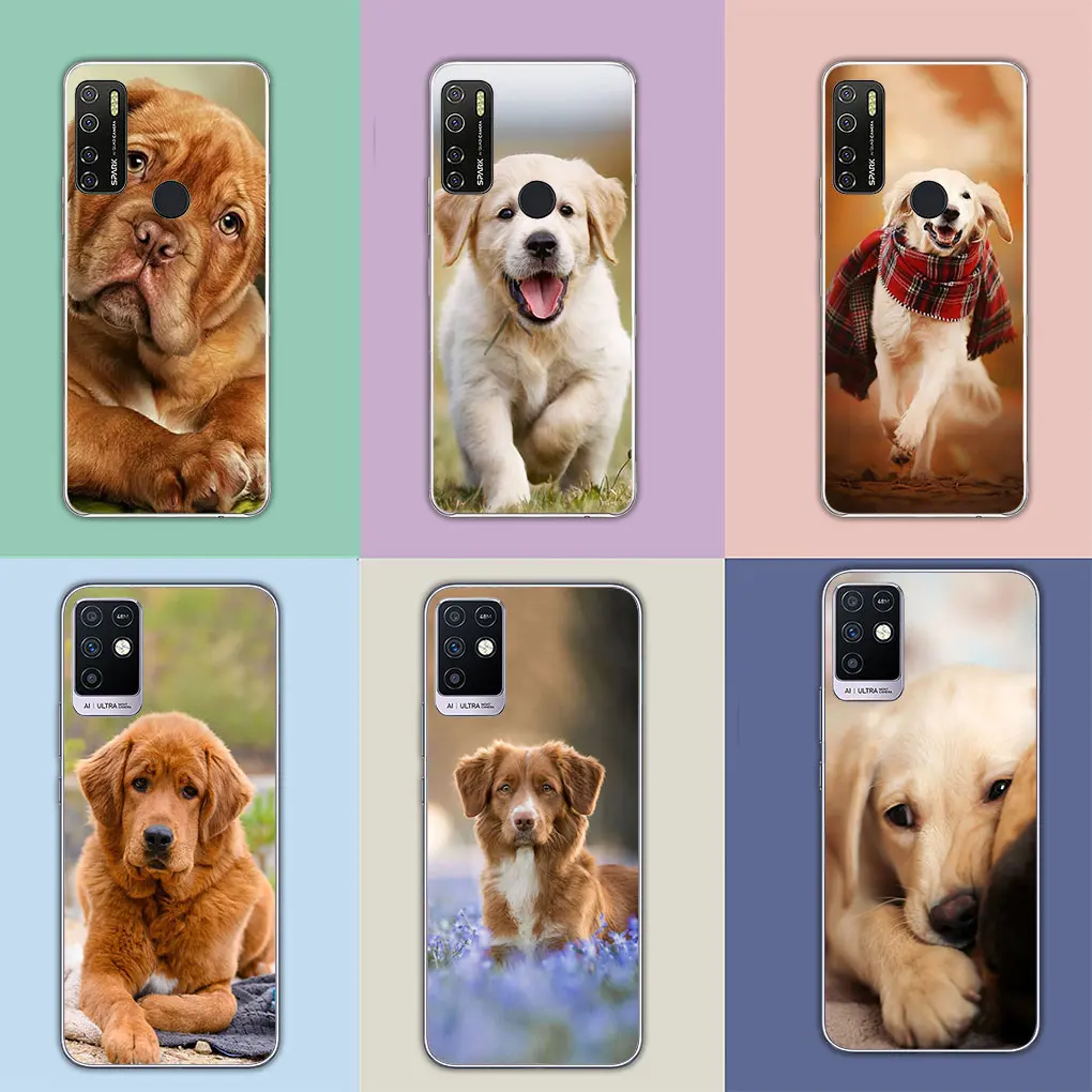 Animal Pet Golden Retriever Dog Чехол для телефона для Tecno Spark 8C 8P 7P 7T 8 POP 5 LTE 5P 7 Pro 6 Go Air Pova 2 3 4 Мягкий чехол2