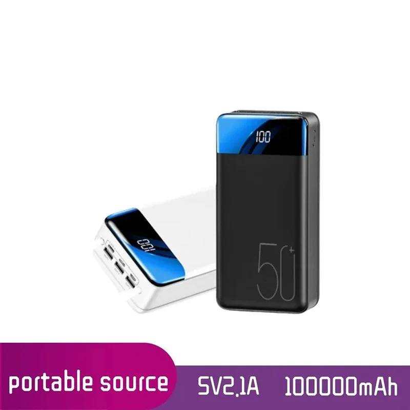 100000 мАч Бесплатная доставка Универсальный мобильный зарядный аккумулятор с 5V2.1A, двойными светодиодными фонарями и тремя входами/выходами, портативная зарядка0