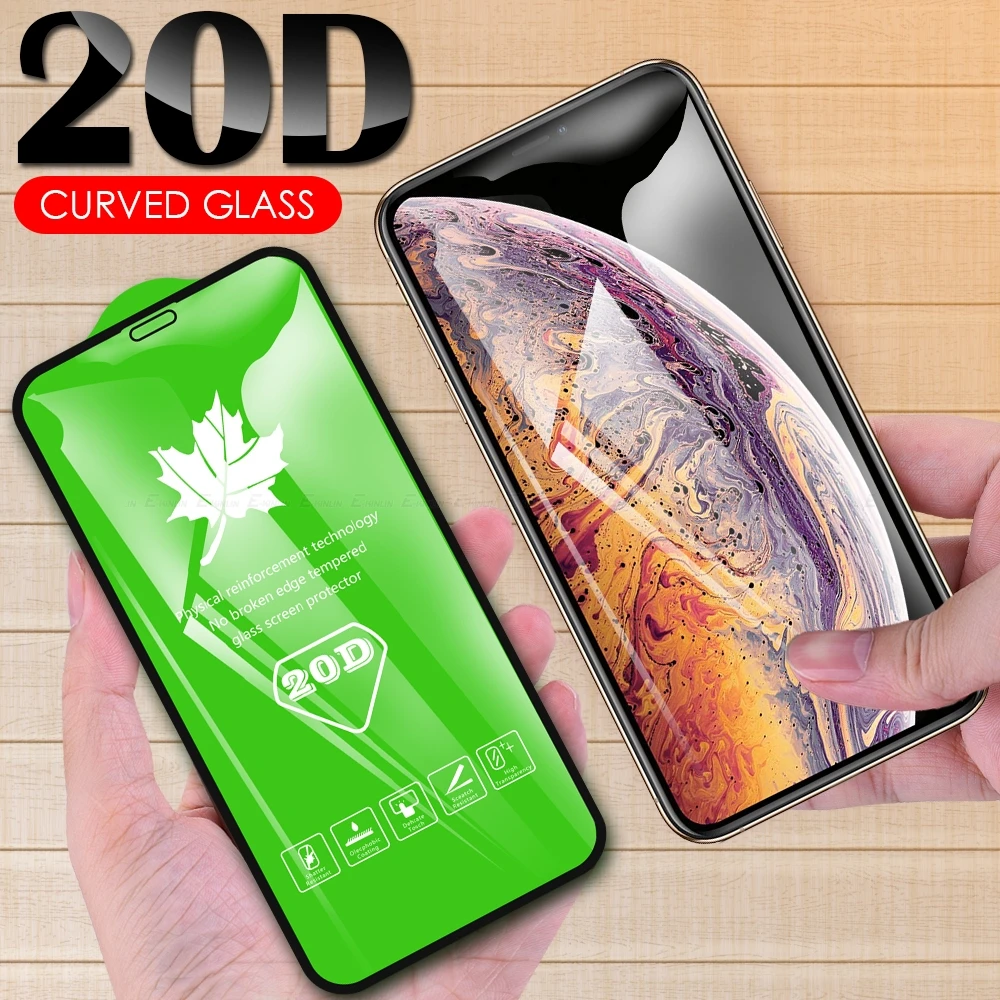 20D Закаленное стекло с полным покрытием для 15 14 13 12 мини 11 iPhone 8 7 6 6S XS X XR SE 2022 2020 Plus Pro Max Защитная пленка для экрана0