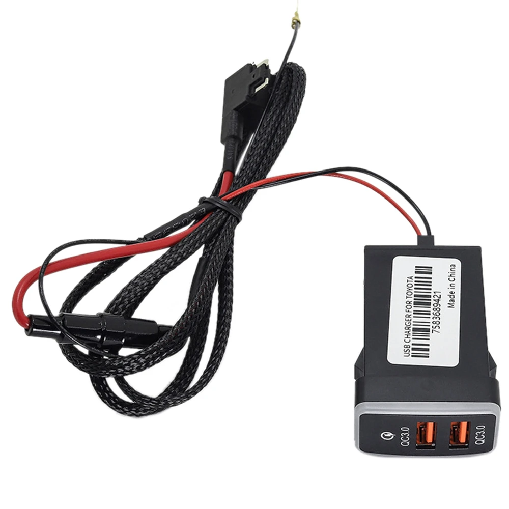  Автомобильное двойное быстрое зарядное устройство USB 3.0 12-24 В Автомобильное зарядное устройство со светодиодной подсветкой Подходит для Toyota0