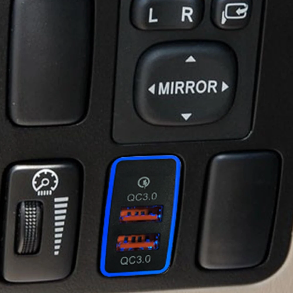  Автомобильное двойное быстрое зарядное устройство USB 3.0 12-24 В Автомобильное зарядное устройство со светодиодной подсветкой Подходит для Toyota3