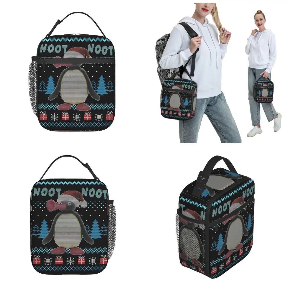 Pingu Meme Термоизолированные сумки для ланча для офиса Забавный рождественский подарок Портативные контейнеры для еды Сумки Холодильник Термоланч Боксы1
