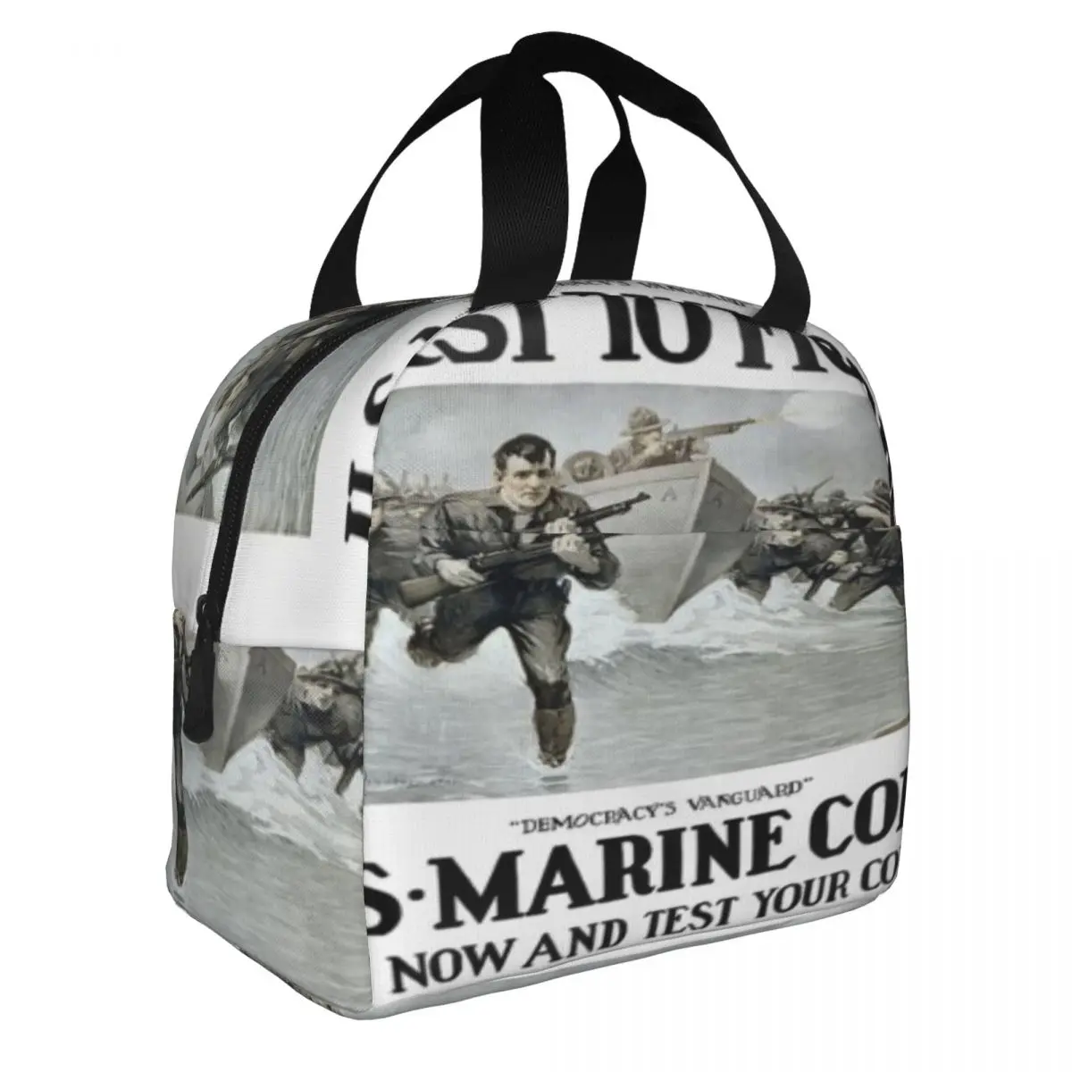  Корпус морской пехоты США первый, кто сражается в войне - это адский магазин для обеда Lunch Tote Lunch Box Термоконтейнер Сумка для ланча для детей1