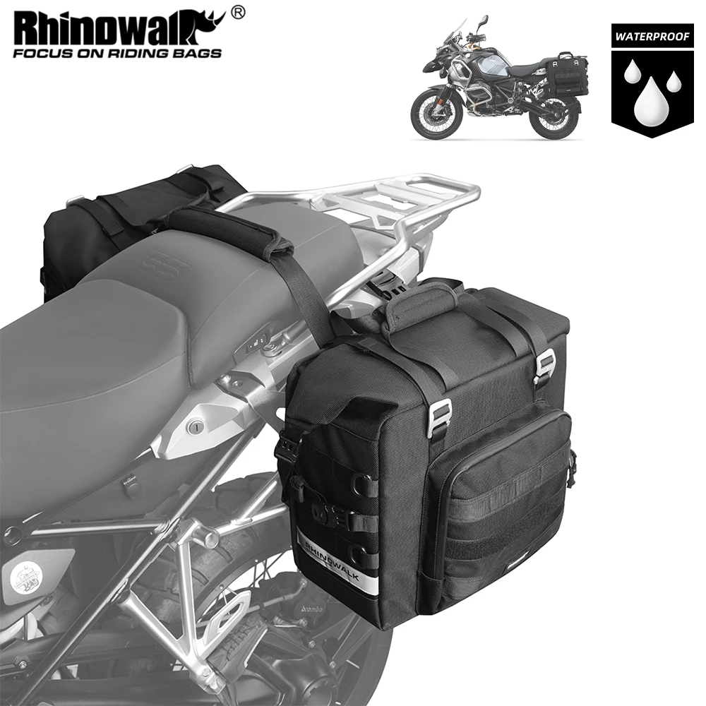 Rhinowalk Мотоцикл Боковая Сумка Водонепроницаемый 25 л - 32 л Расширяемая быстросъемная 3D кубическая моторная седельная сумка Дорожное хранение Багажная сумка0