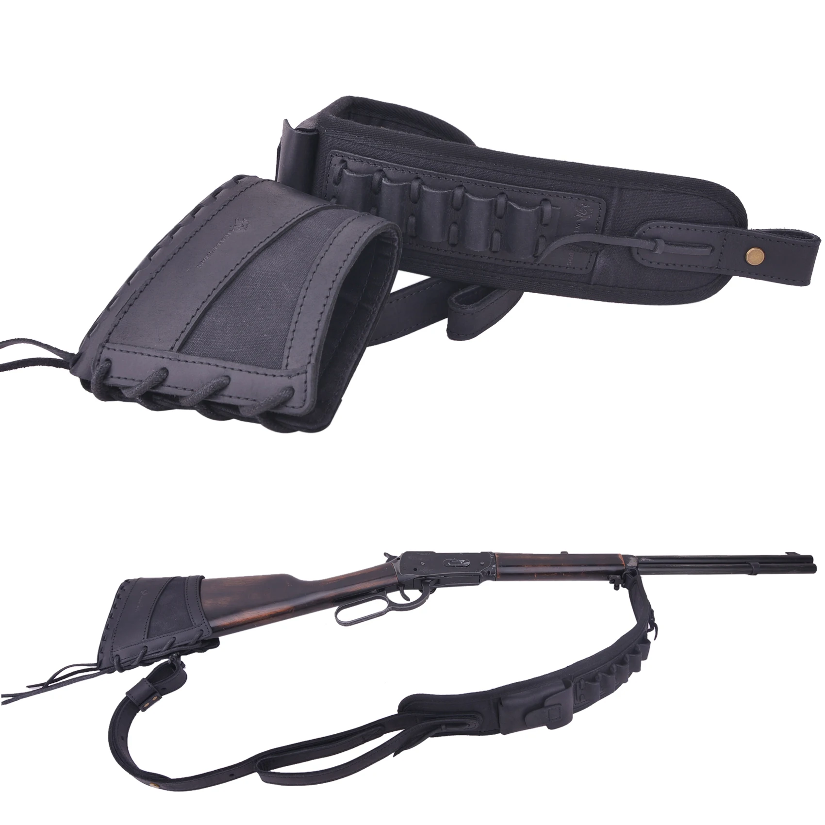 Классический набор кожаного держателя приклада винтовки с ремнями для .308 410GA .30/30 .357 .22LR 12GA 16GA 20GA0