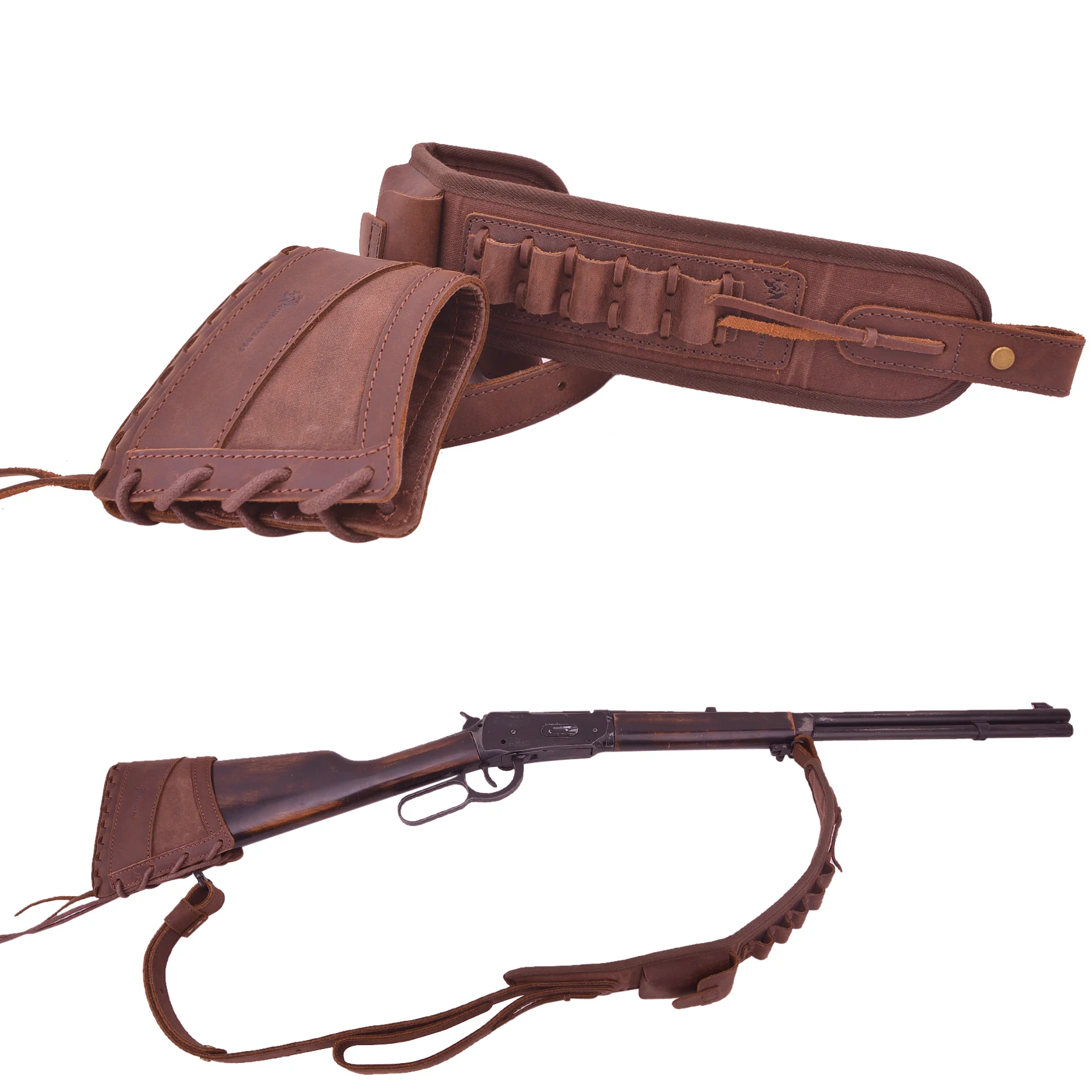Классический набор кожаного держателя приклада винтовки с ремнями для .308 410GA .30/30 .357 .22LR 12GA 16GA 20GA1