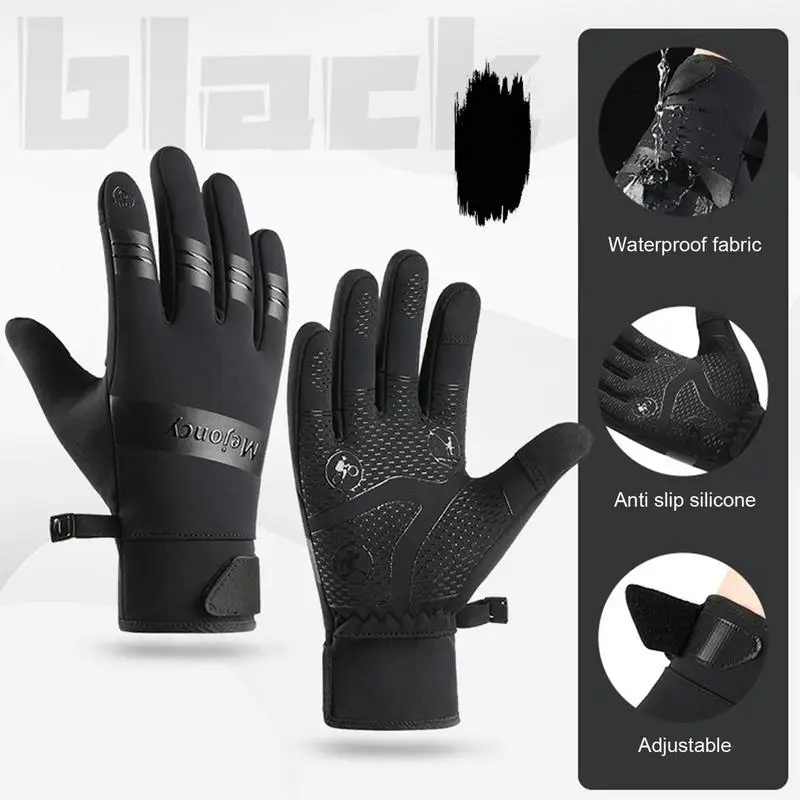 Зимние перчатки Мужские велосипедные перчатки Тепловые перчатки Перчатки с сенсорным экраном с мягкой подкладкой Водонепроницаемые теплые перчатки для мужчин и женщин3