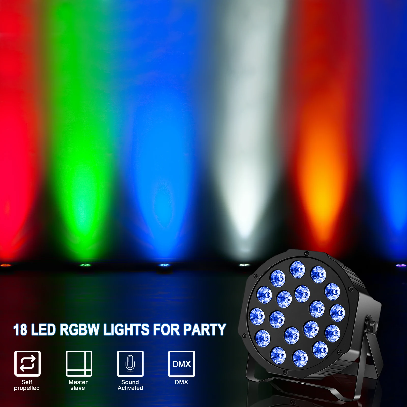 RGB 18 светодиодов Stage Par Light 7-канальный DMX Управление звуком HOLDLAMP для DJ Concert Party Club KTV1