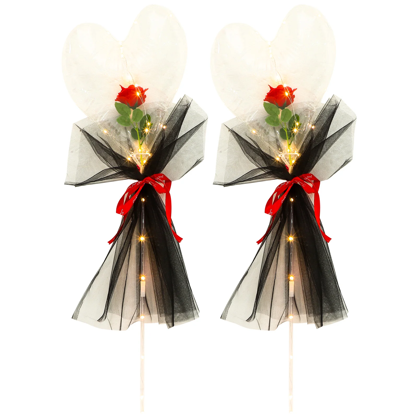 2 шт. Светящийся шар Свадебное украшение Воздушные шары в форме сердца Букет Пластиковые украшения на день рождения0