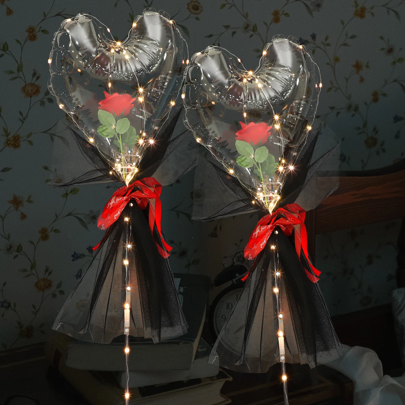 2 шт. Светящийся шар Свадебное украшение Воздушные шары в форме сердца Букет Пластиковые украшения на день рождения5