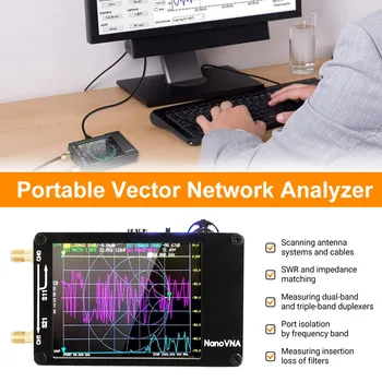 2,8-дюймовый векторный анализатор сетевой антенны NanoVNA-H 50 кГц-1,5 ГГц КВ УКВ УВЧ Поддержка цифрового тестера антенн 32 ГБ