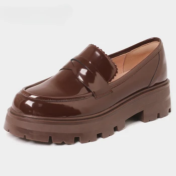2023 Новые женские массивные туфли Spring Platform Shoes для женщин Ins Модные лоферы на каблуках Повседневная женская обувь Размер 34-39