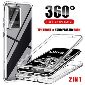 360 Protector Прозрачный чехол для телефона для Samsung Galaxy S23 S22 S21 FE S20 Plus Note 20 Ultra A54 A53 A34 Передняя задняя крышка