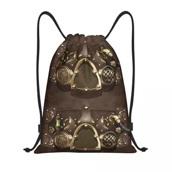 Custom Стимпанк Кожаная сумка на шнурке Мужчины Женщины Легкий пилот Воздушный истребитель Шлем Спортивный тренажерный зал Рюкзак для хранения