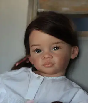 FBBD Индивидуальная ограниченная поставка 32-дюймовая кукла Reborn Baby Doll Meili с ручным укоренением Long Brown Hiar Уже готовая кукла Рождество
