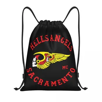 Hells Angels World Logo Кулиска Рюкзак Спортивная спортивная спортивная сумка для мужчин и женщин Мотоциклетный клуб Тренировочный рюкзак