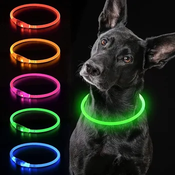 Led Dog Collar Светящееся USB-ожерелье для кошек 3 режима Светящийся Потеря Безопасность домашних животных Светодиодный ошейник ночью для маленьких, средних и больших собак
