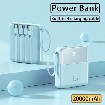 Mini Power Bank 20000 мАч Быстрая зарядка Портативное зарядное устройство Цифровой дисплей Внешний аккумулятор для iPhone 12 13 14 Xiaomi Samsung