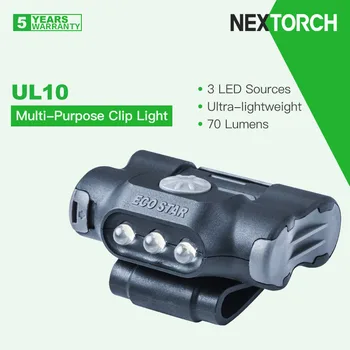 Nextorch UL10 3 светодиодных источника Универсальный клипса/фонарь, вращающийся на 180º Регулируемый, легкий для кемпинга, походов, бега