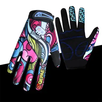 Print Велосипедные перчатки Велосипедные спортивные походные перчатки с полным пальцем Сетка GEL Зимние перчатки Женщины Мужчины Велосипедные перчатки