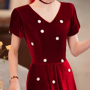 Robe de soiree 2023 Китайский стиль с V-образным вырезом Тонкое роскошное вечернее платье Женщины Элегантное вечернее платье Вечернее платье Выпускные платья