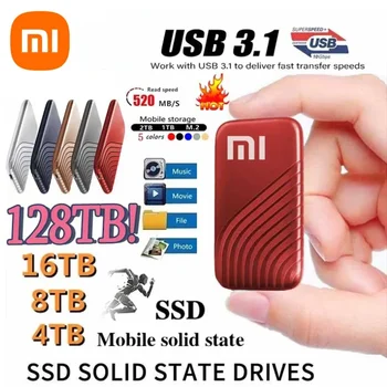 Xiaomi Оригинальный высокоскоростной 16 ТБ 8 ТБ 4 ТБ SSD 2 ТБ Портативный внешний твердотельный жесткий диск USB3.1 Интерфейс Мобильный жесткий диск