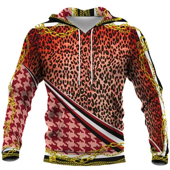  Винтаж Мужские толстовки 3d Леопард Цветочная цепочка Роскошный пуловер с рисунком Мужской оверсайз толстовки с капюшоном Размер одежды S-6XL