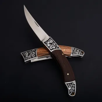 Дамасская сталь 8,6 дюйма (22 см) Ножи Тактический складной охотничий нож Выживание Боевые карманные ножи Кемпинг Открытый спасательный инструмент