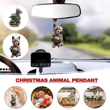 Елочные игрушки с животными | Украшение кошки / дракона для рождественской елки | Милый Животный Рождественский Кулон для Домашнего Автомобиля R