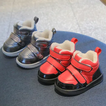  Зима Новая утолщенная обувь для малышей Детские нескользящие кроссовки с флисовой подкладкой для девочек Теплые на открытом воздухе