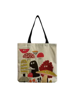 красочный гриб прекрасная женская сумка эко защита многоразовая складная сумка для покупок личность девушка практичная школьная сумка
