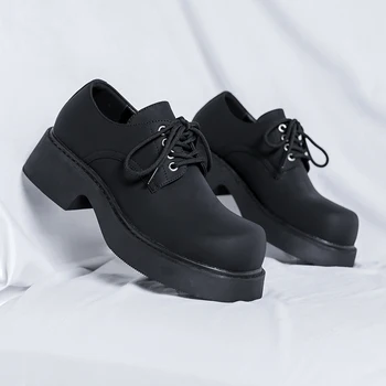 Модный бренд Мужская кожаная обувь Деловая повседневная обувь с квадратным носком Мужская обувь в британском стиле Мужская формальная обувь на толстой подошве Мужская рабочая обувь