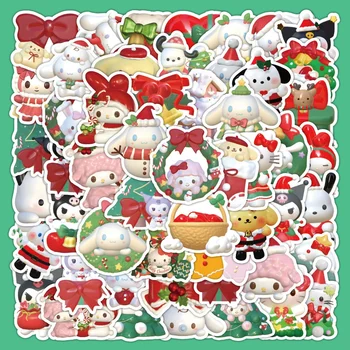 Новинка 63 Рождественские наклейки Sanrio Мультфильм 3D Аниме Чехол для телефона Ручная учетная запись Самоклеящиеся водонепроницаемые декоративные маленькие наклейки