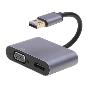 Преобразователь кабеля «папа-мама» USB3.0 «папа» на HDMI VGA «мама» 1080p