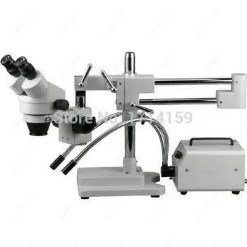 Промышленная инспекция-AmScope поставляет 3.5X-90X волоконно-оптический двухсветный стереофонический микроскоп со штангой 3.5X-90X