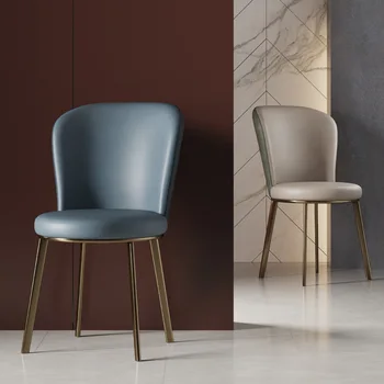 Скандинавские кожаные обеденные стулья Мебель для дома Кухонный стул для спальни Простой современный ресторан Гостиная Стул с одной спинкой