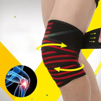 Удобная повязка на колено Облегчение боли Спортивные принадлежности Stripe Design Спортивные обертывания для фитнеса