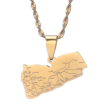 Хуаншаньшань Йемен Карта с названием города Кулон Ожерелья Ювелирные изделия Карты Йемена